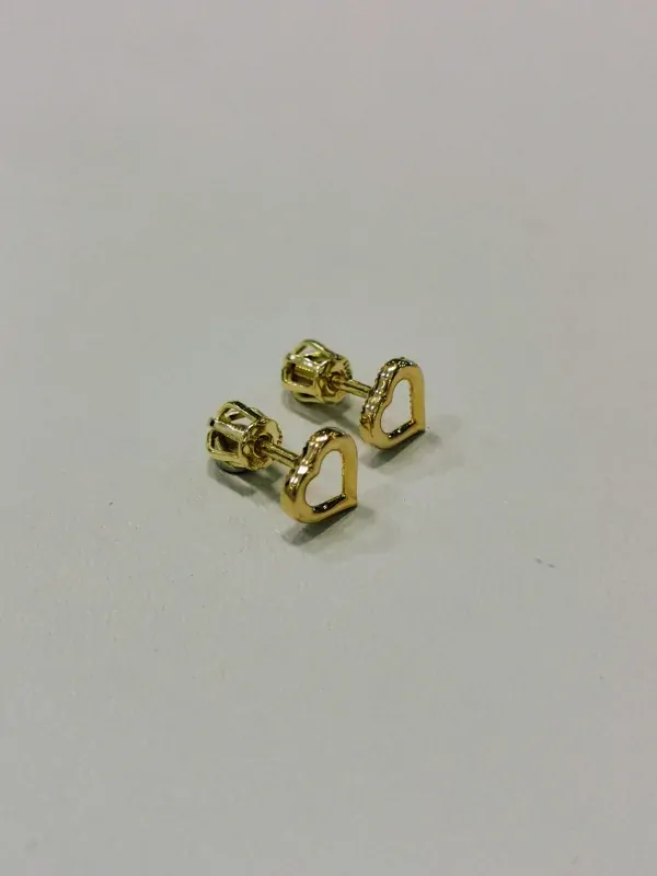 Zlaté naušnice srdce, na šroubek