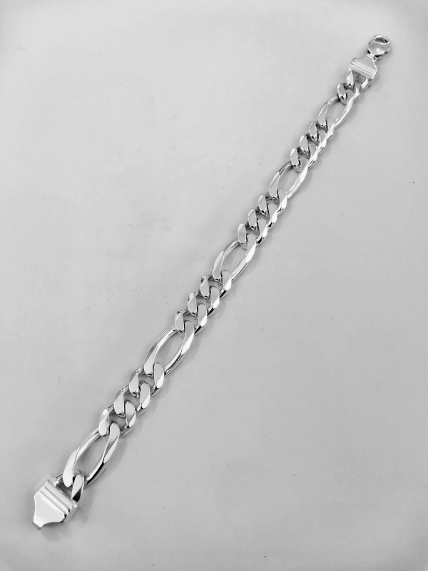 Pánský stříbrný náramek - silné figaro