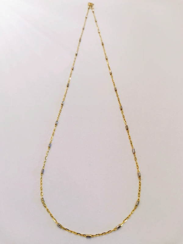 Zlatý řetízek s válečky z bílého zlata