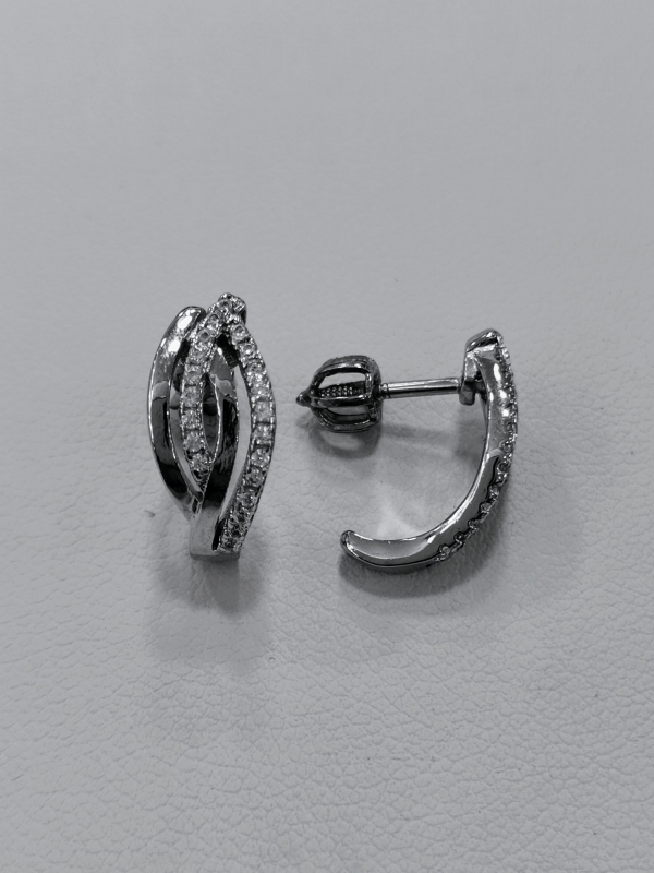 Stříbrné naušnice s bílými zirkony na šroubek