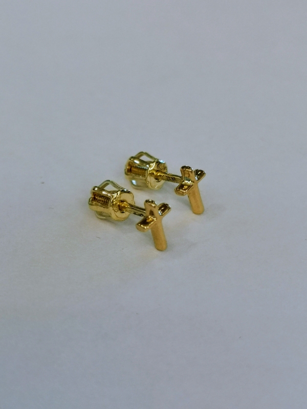 Zlaté naušnice křížky, na šroubek