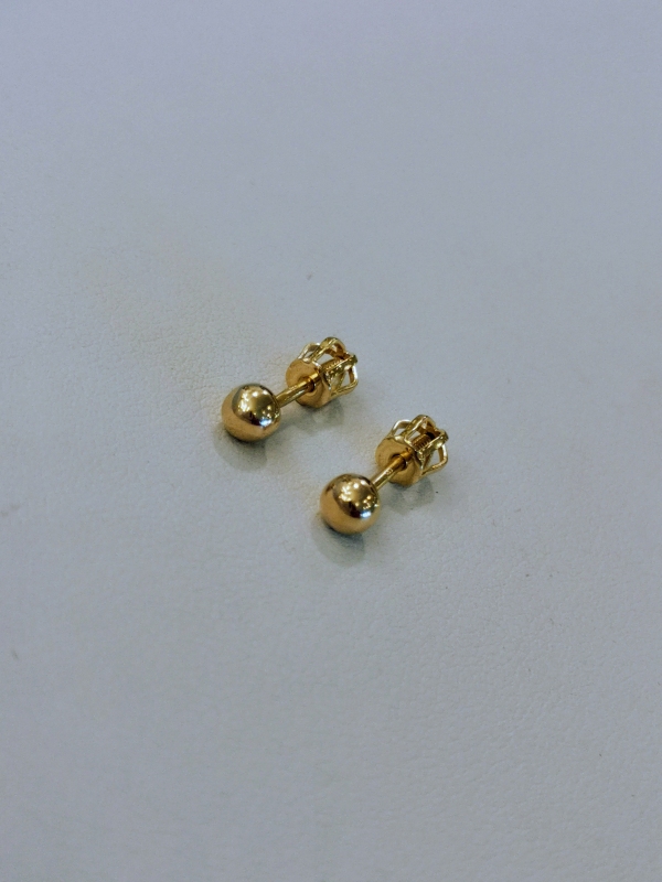 Zlaté pecky hladké ze žlutého zlata na šroubek