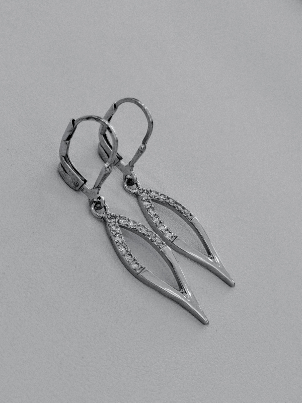 Stříbrné naušnice visací se zirkony, rhodiované