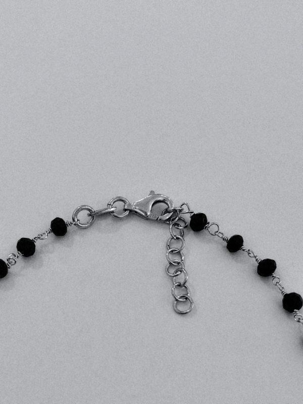 Stříbrný náhrdelník - růženec, rhodiovaný