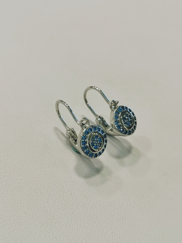 Stříbrné naušnice s modrým kamenem