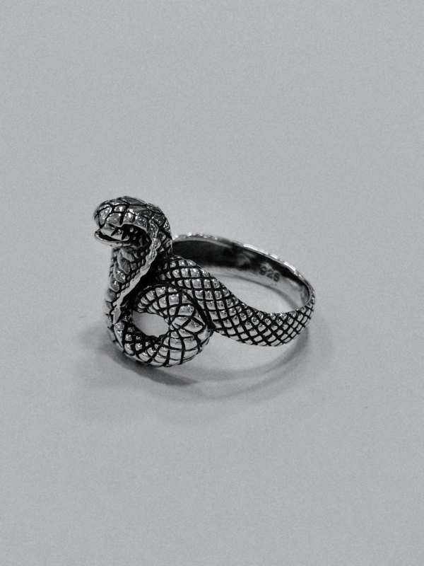 Stříbrný prsten kobra