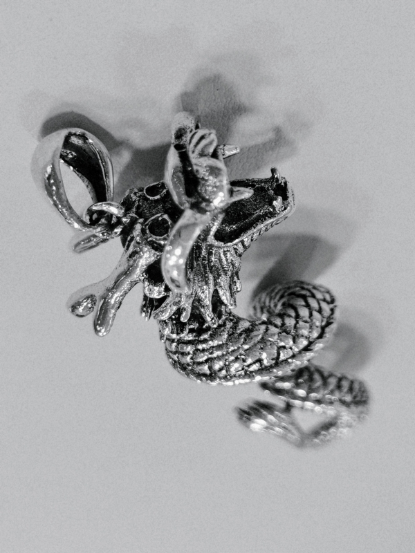 Stříbrný přívěs drak, rhodiovaný