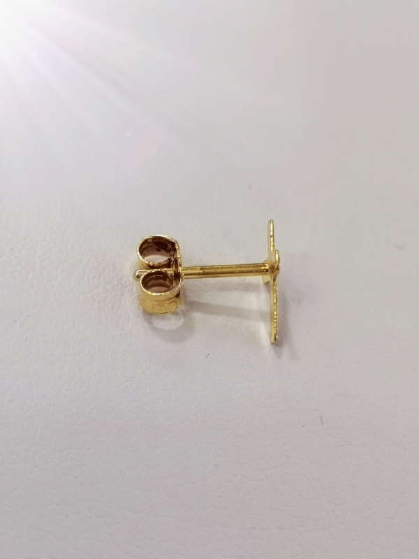 Zlatá naušnice - křížek, 1ks