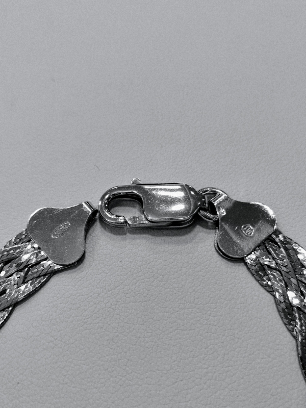 Stříbrný náramek pletený, rhodiovaný