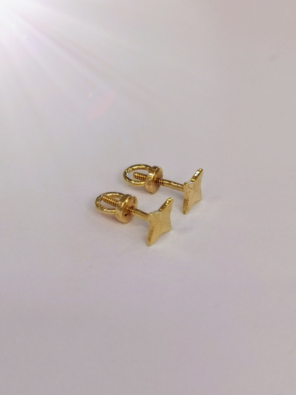 Zlaté naušnice pecky, hvězdy, na šroubek