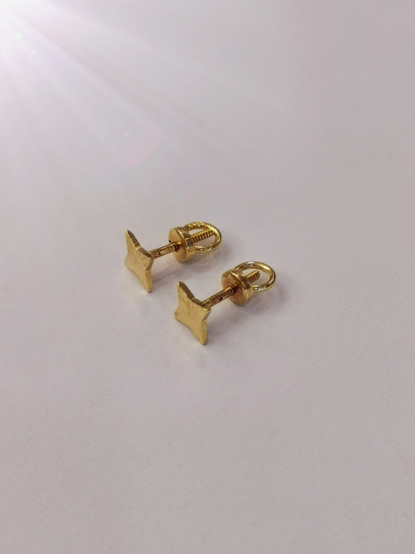 Zlaté naušnice pecky, hvězdy, na šroubek