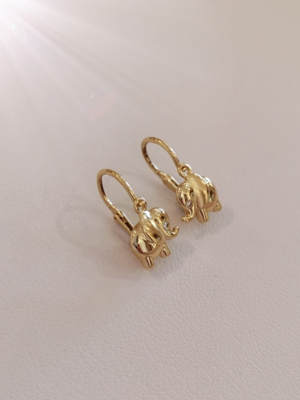 Zlaté dětské naušnice sloni