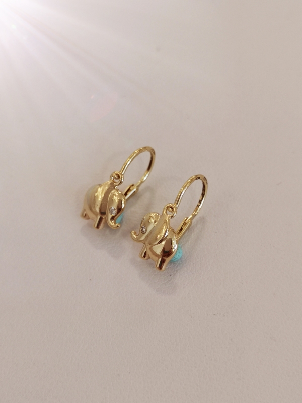 Zlaté dětské naušnice sloni