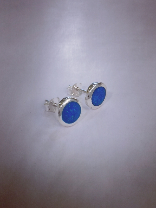 Stříbrné naušnice s modrozeným opálem
