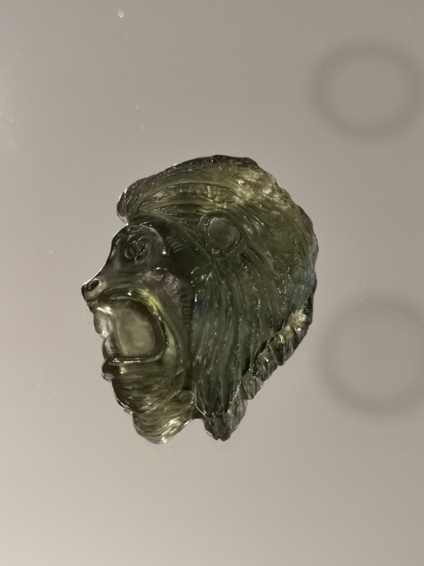 Vltavín glyptika hlava lva