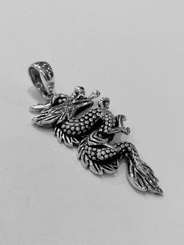 Stříbrný přívěs drak, rhodiovaný