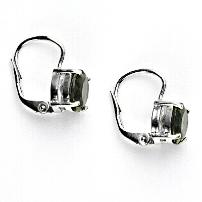 Náušnice z broušeného vltavínu vsazeného do stříbra